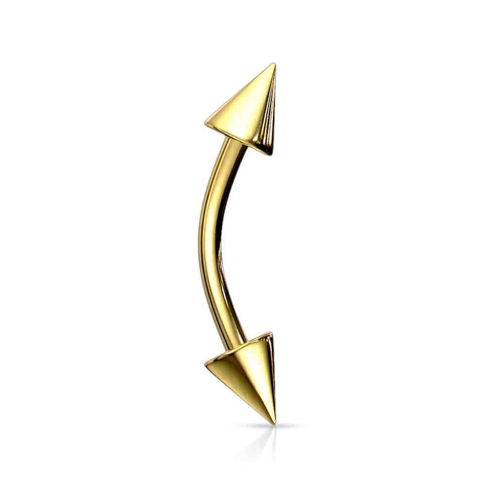 Gebogen barbell met spikes en gouden plating
