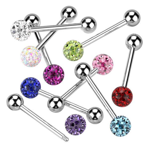 Rechte barbell met gladde glitterbal