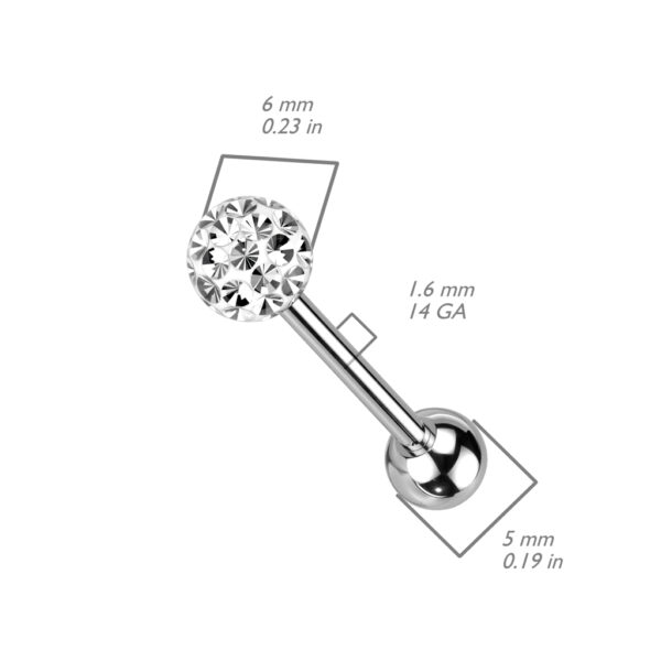 Rechte barbell met gladde glitterbal - Afbeelding 2