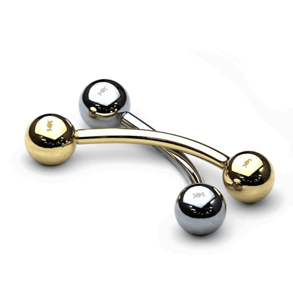 14Kt. Gouden curved barbell piercing - Afbeelding 4