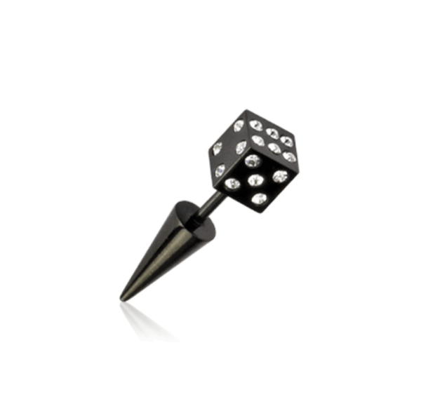 Neppe plug piercing met dobbelsteen