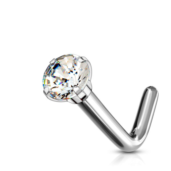 Titanium neus stud piercing met helder prong-set - Afbeelding 5