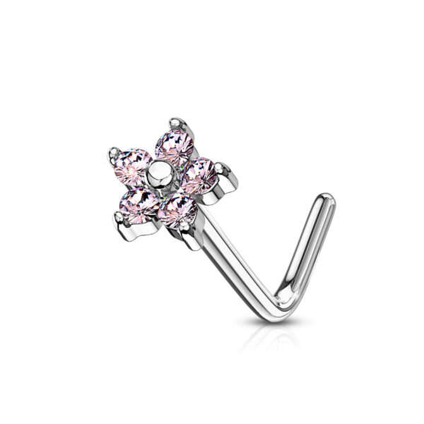 Neus stud piercing met bloem top met CZ steentjes - Afbeelding 9