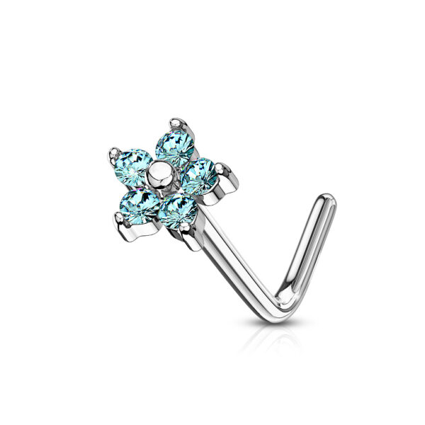 Neus stud piercing met bloem top met CZ steentjes - Afbeelding 10