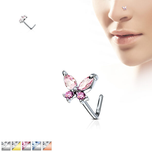 Neus stud piercing vlinder top in verschillende kleuren