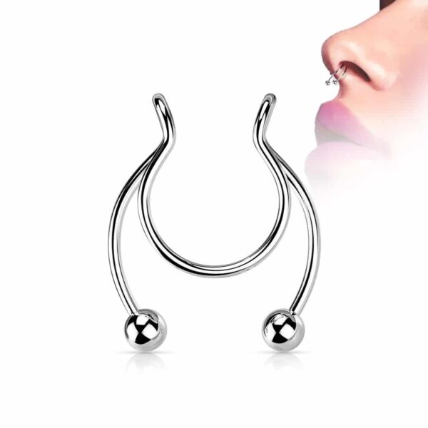 Fake clip-on piercing met twee balletjes - Afbeelding 3