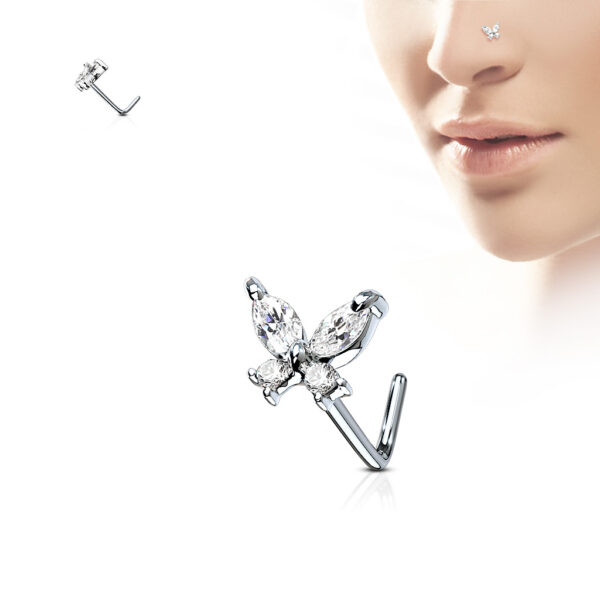 Neus stud piercing vlinder top in verschillende kleuren - Afbeelding 2