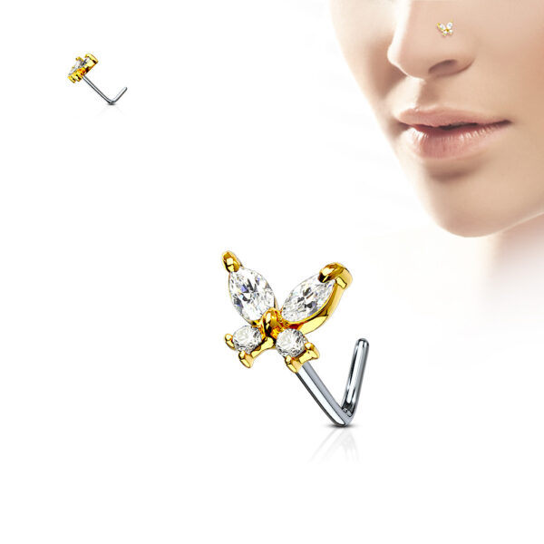 Neus stud piercing vlinder top in verschillende kleuren - Afbeelding 3
