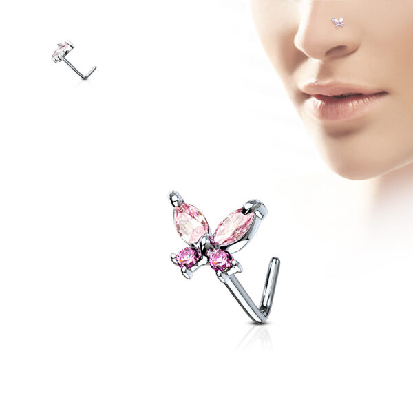 Neus stud piercing vlinder top in verschillende kleuren - Afbeelding 4