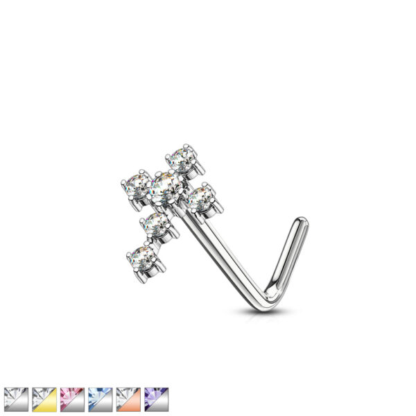 Neus stud piercing met kruis top met CZ steentjes