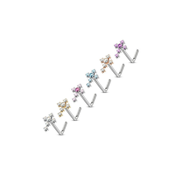 Neus stud piercing met kruis top met CZ steentjes - Afbeelding 3