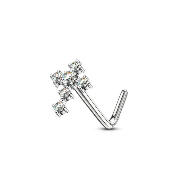 Neus stud piercing met kruis top met CZ steentjes - Afbeelding 5