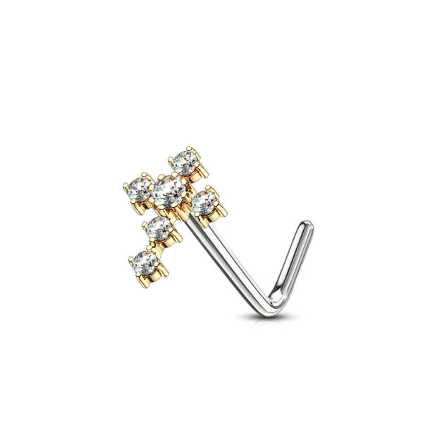 Neus stud piercing met kruis top met CZ steentjes - Afbeelding 6