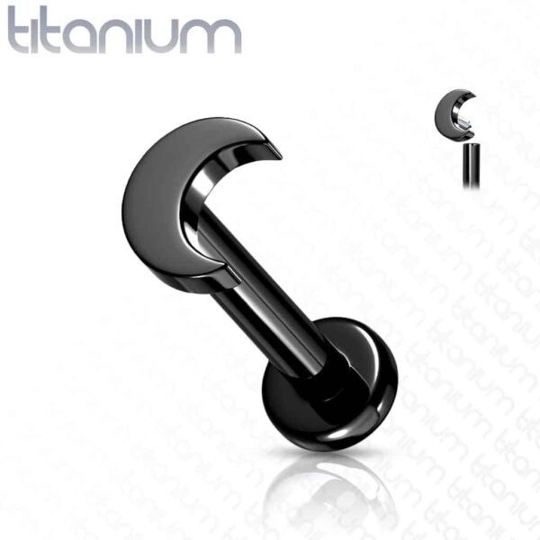 Intern geschroefde labret piercing van titanium met maan top - Afbeelding 7