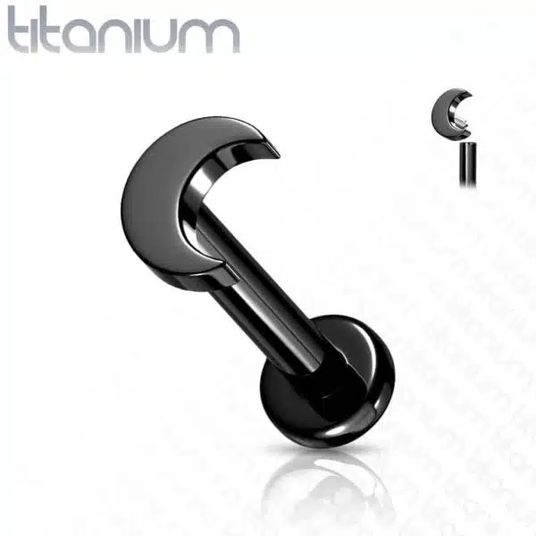 Intern geschroefde labret piercing van titanium met maan top - Afbeelding 7