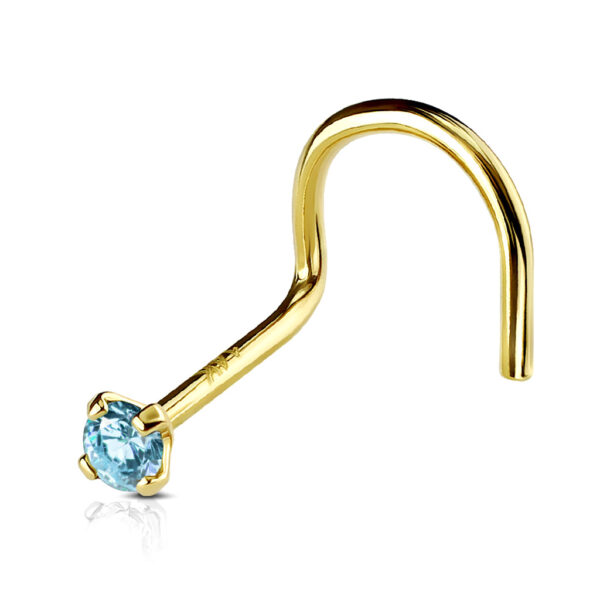 14Kt. Goud neus screw met kristal in verschillende kleuren - Afbeelding 7