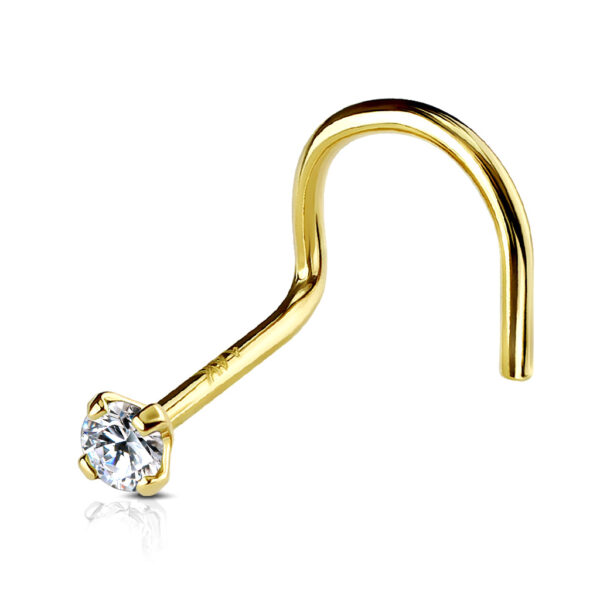 14Kt. Goud neus screw met kristal in verschillende kleuren - Afbeelding 9