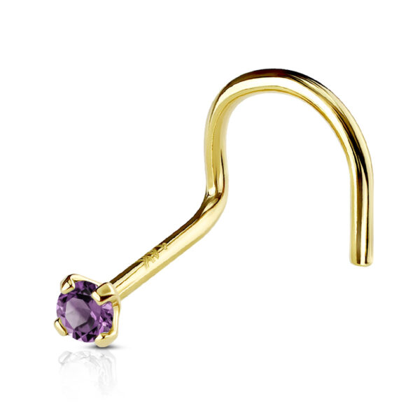 14Kt. Goud neus screw met kristal in verschillende kleuren - Afbeelding 3