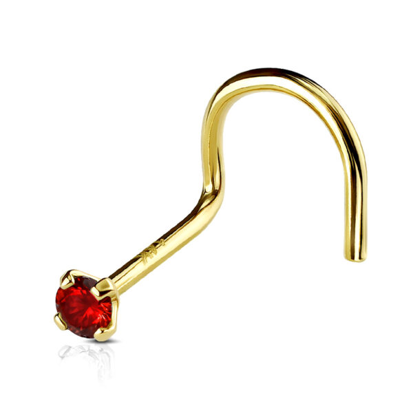 14Kt. Goud neus screw met kristal in verschillende kleuren - Afbeelding 8