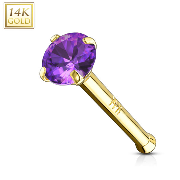 14Kt. gouden neuspiercing met kristal in verschillende kleuren - Afbeelding 3