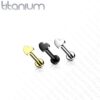 Intern geschroefde labret piercing van titanium met hartje - Afbeelding 3