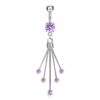 Fancy titanium navelpiercing met 5 ronde CZ stenen hanger - Afbeelding 6