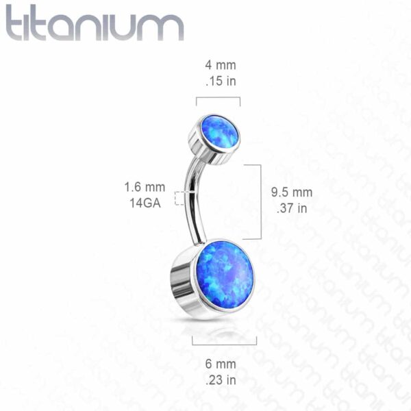 Titanium navelpiercing met opaal stenen - Afbeelding 2