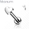 Intern geschroefde labret piercing van titanium met hartje - Afbeelding 9