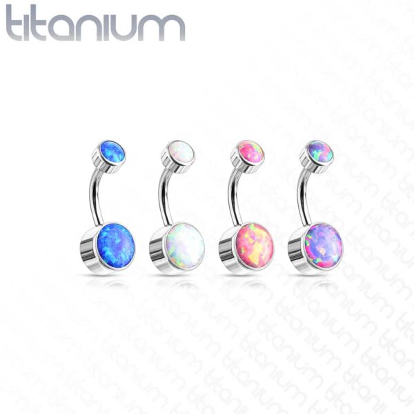Titanium navelpiercing met opaal stenen - Afbeelding 3