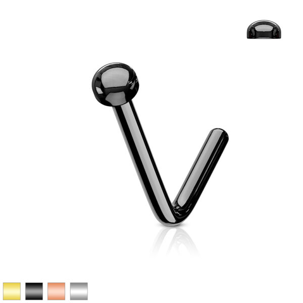 Zilverkleurige neus stud piercing met halve bal - Afbeelding 3
