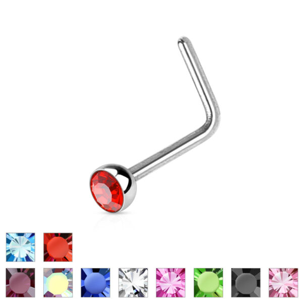 Neus stud met een kristal in verschillende kleuren