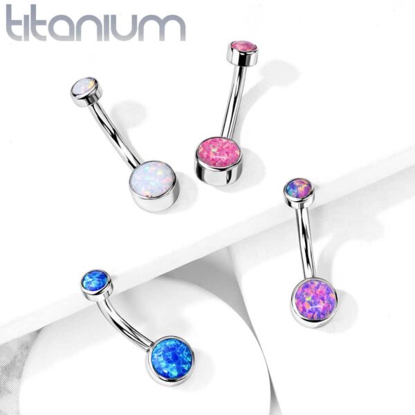 Titanium navelpiercing met opaal stenen - Afbeelding 5