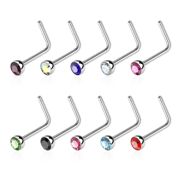 Neus stud met een kristal in verschillende kleuren - Afbeelding 3
