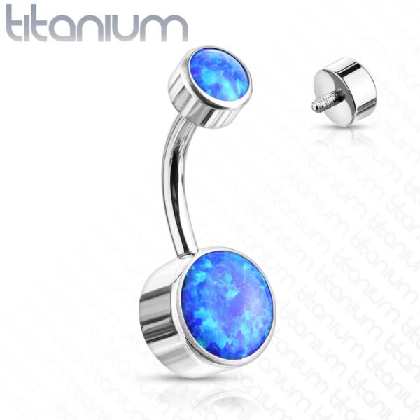 Titanium navelpiercing met opaal stenen - Afbeelding 10