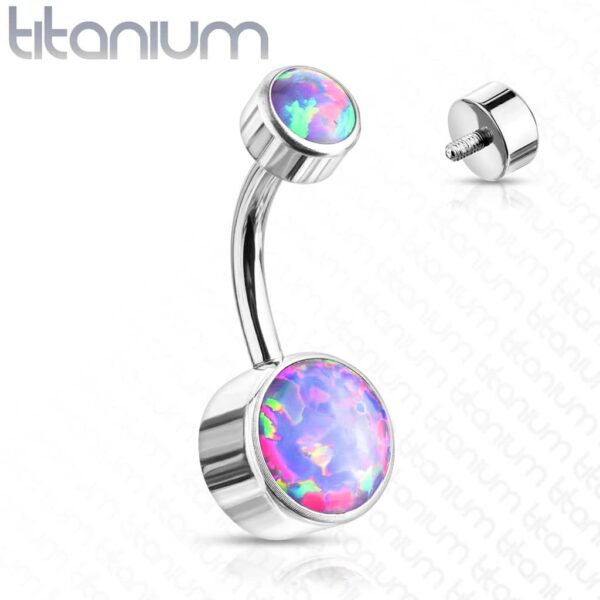 Titanium navelpiercing met opaal stenen - Afbeelding 17