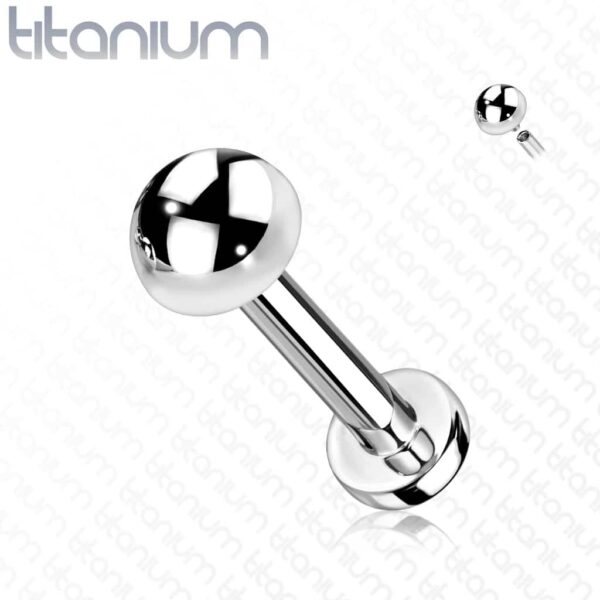 Intern geschroefde labret piercing van titanium met koepel top - Afbeelding 9