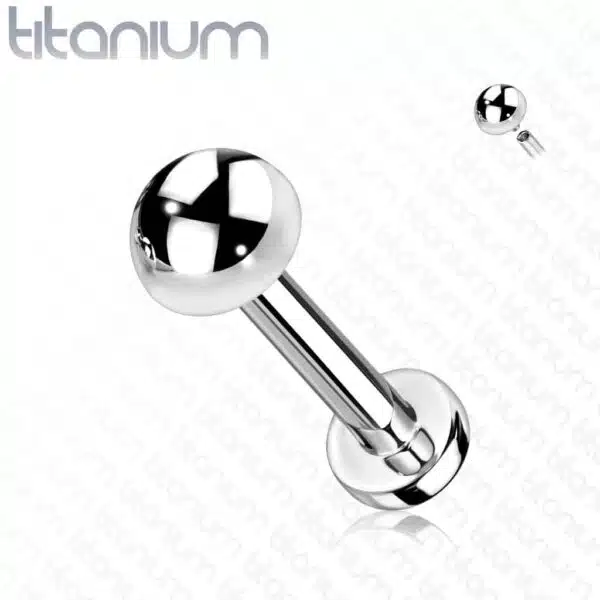 Intern geschroefde labret piercing van titanium met koepel top - Afbeelding 9