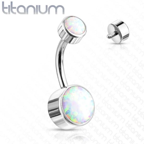 Titanium navelpiercing met opaal stenen - Afbeelding 19