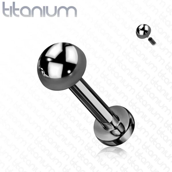 Intern geschroefde labret piercing van titanium met koepel top - Afbeelding 11
