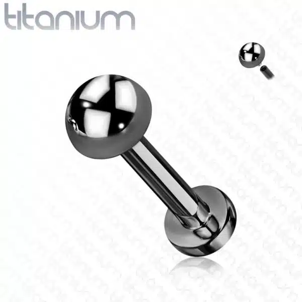 Intern geschroefde labret piercing van titanium met koepel top - Afbeelding 11