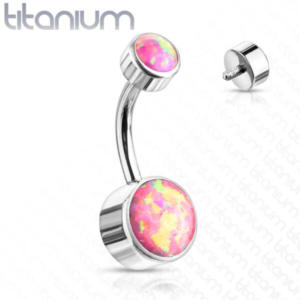 Titanium navelpiercing met opaal stenen - Afbeelding 20