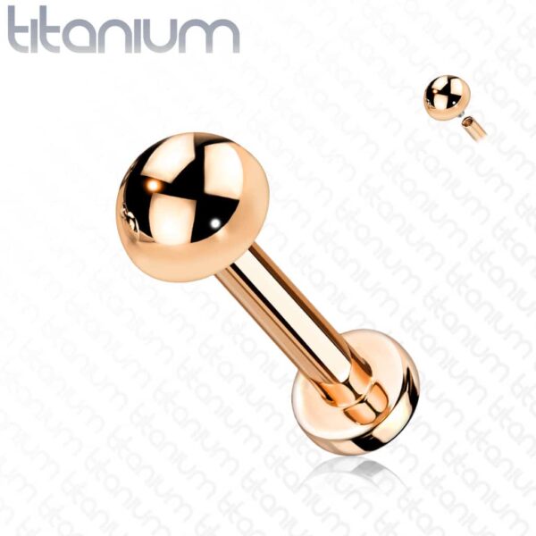 Intern geschroefde labret piercing van titanium met koepel top - Afbeelding 12