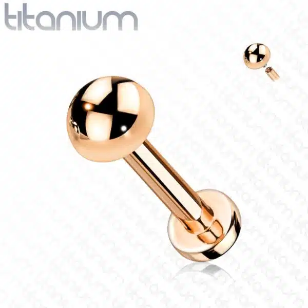 Intern geschroefde labret piercing van titanium met koepel top - Afbeelding 12