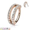 Dubbele piercing ring met ingelegde CZ steentjes