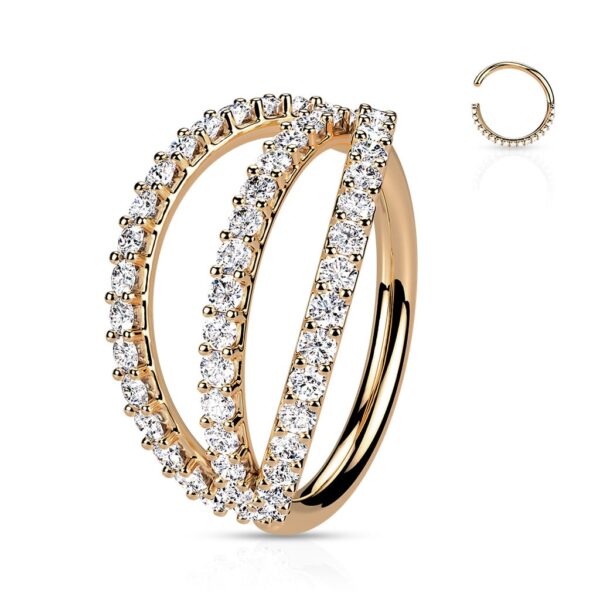 Naadloze piercing ring met triple heldere CZ steentjes - Afbeelding 7