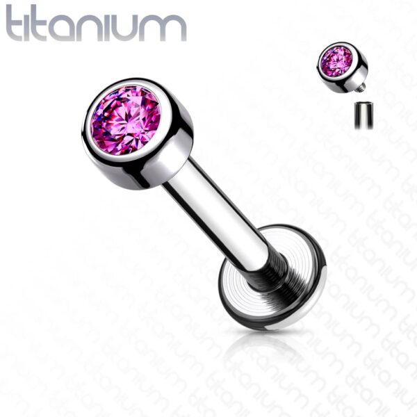Intern geschroefde labret piercing van titanium met kristal in verschillende kleuren - Afbeelding 10