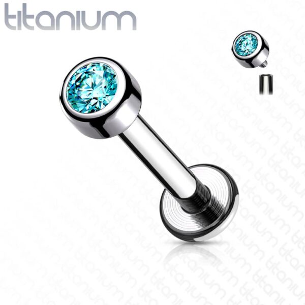 Intern geschroefde labret piercing van titanium met kristal in verschillende kleuren - Afbeelding 11