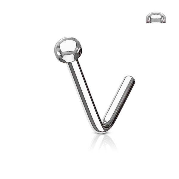 Zilverkleurige neus stud piercing met halve bal - Afbeelding 2