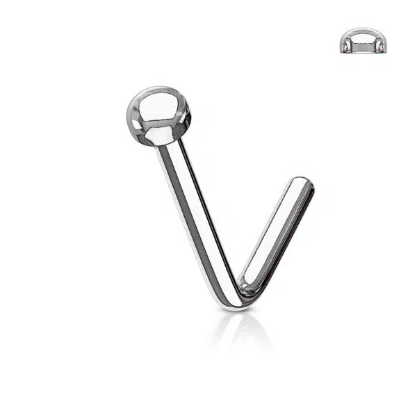 Zilverkleurige neus stud piercing met halve bal - Afbeelding 2