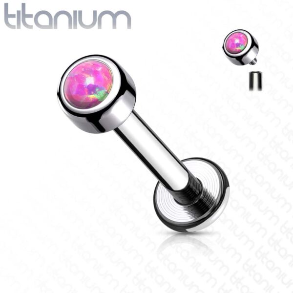 Intern geschroefde labret piercing van titanium met opaal steen in verschillende kleuren - Afbeelding 8